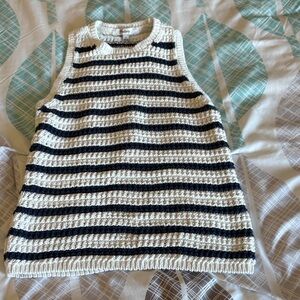 Madewell Black and White Striped Tank Top